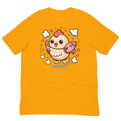 Adorable Kawaii Rocket Chicken T-Shirt - Cute and Quirky Space Chicken Tee - Fun Graphic Tee for All Ages