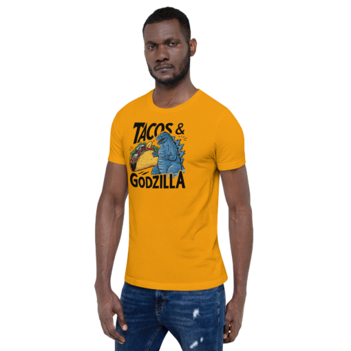 Funny Taco and Godzilla Graphic Tee - Tacos and Godzilla Shirt - Image 54