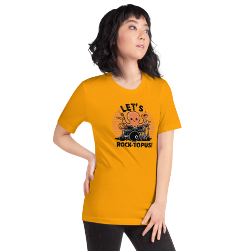 Let's Rocktopus Kawaii Octopus Drummer Graphic Tee - Musical Ocean Shirt - Image 31