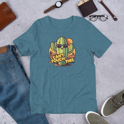 Funny Cartoon Cactus Graphic Tee - Cant Touch This Shirt - Image 61