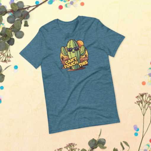 Funny Cartoon Cactus Graphic Tee - Cant Touch This Shirt - Image 47