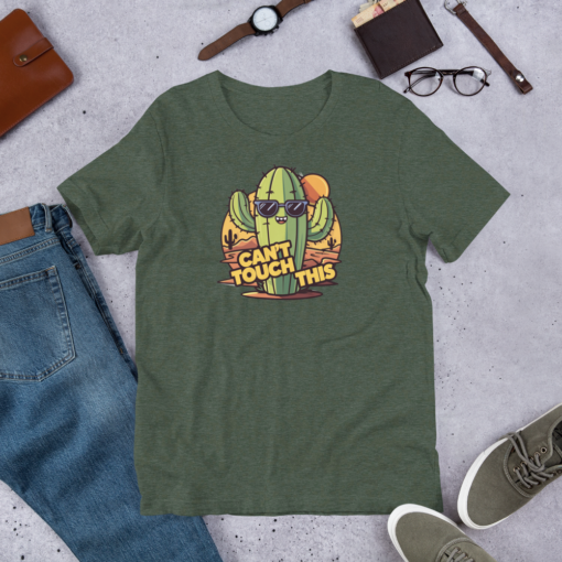 Funny Cartoon Cactus Graphic Tee - Cant Touch This Shirt - Image 102