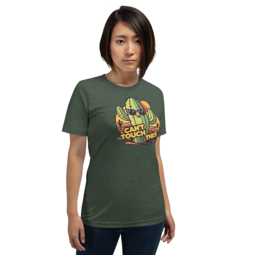 Funny Cartoon Cactus Graphic Tee - Cant Touch This Shirt - Image 99