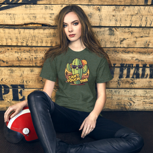 Funny Cartoon Cactus Graphic Tee - Cant Touch This Shirt - Image 87