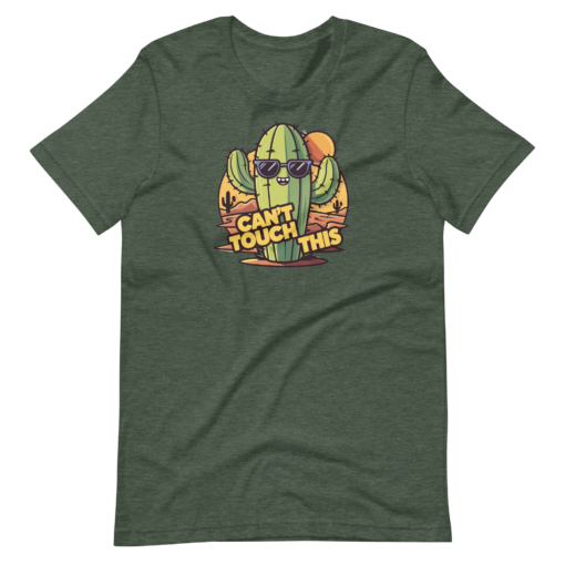 Funny Cartoon Cactus Graphic Tee - Cant Touch This Shirt - Image 96