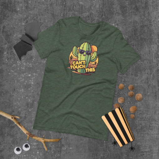 Funny Cartoon Cactus Graphic Tee - Cant Touch This Shirt - Image 91