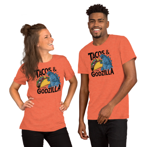 Funny Taco and Godzilla Graphic Tee - Tacos and Godzilla Shirt - Image 78