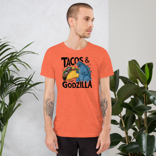 Funny Taco and Godzilla Graphic Tee - Tacos and Godzilla Shirt - Image 71