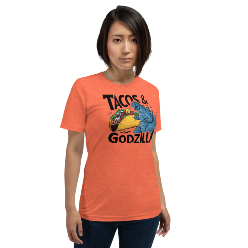Funny Taco and Godzilla Graphic Tee - Tacos and Godzilla Shirt - Image 76
