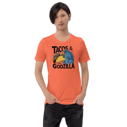 Funny Taco and Godzilla Graphic Tee - Tacos and Godzilla Shirt - Image 73
