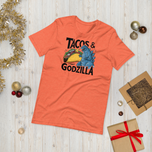 Funny Taco and Godzilla Graphic Tee - Tacos and Godzilla Shirt - Image 64