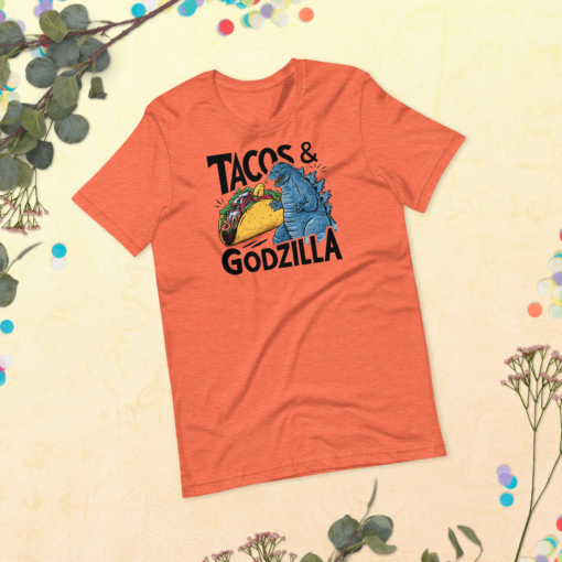 Funny Taco and Godzilla Graphic Tee - Tacos and Godzilla Shirt - Image 62