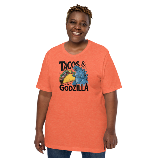 Funny Taco and Godzilla Graphic Tee - Tacos and Godzilla Shirt - Image 70