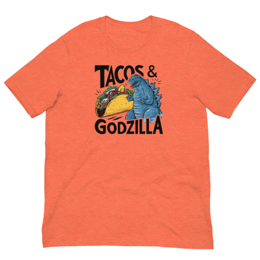 Funny Taco and Godzilla Graphic Tee - Tacos and Godzilla Shirt - Image 61