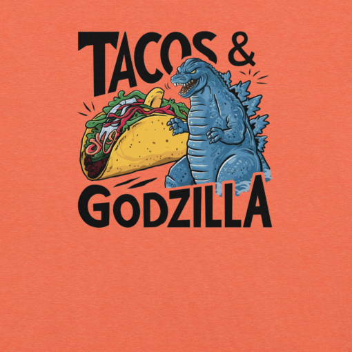 Funny Taco and Godzilla Graphic Tee - Tacos and Godzilla Shirt - Image 49