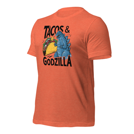 Funny Taco and Godzilla Graphic Tee - Tacos and Godzilla Shirt - Image 60