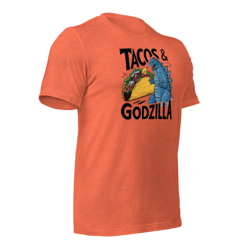 Funny Taco and Godzilla Graphic Tee - Tacos and Godzilla Shirt - Image 58