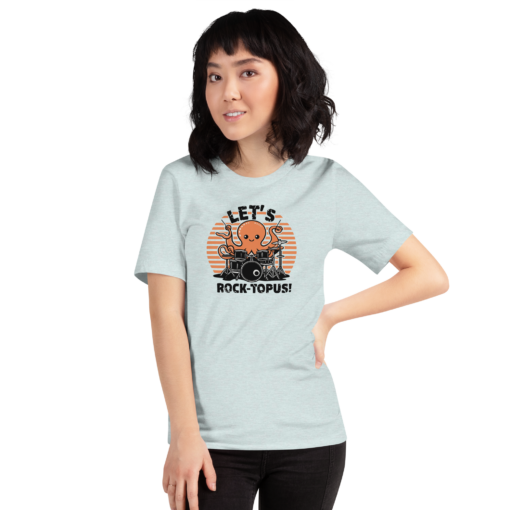 Let's Rocktopus Kawaii Octopus Drummer Graphic Tee - Musical Ocean Shirt - Image 21