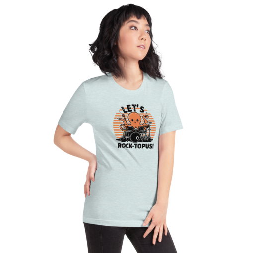 Let's Rocktopus Kawaii Octopus Drummer Graphic Tee - Musical Ocean Shirt - Image 18