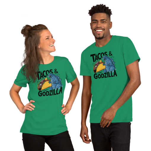 Funny Taco and Godzilla Graphic Tee - Tacos and Godzilla Shirt - Image 100