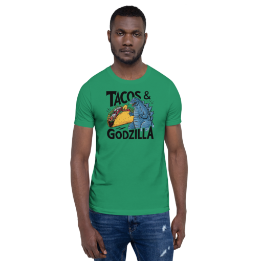 Funny Taco and Godzilla Graphic Tee - Tacos and Godzilla Shirt - Image 94