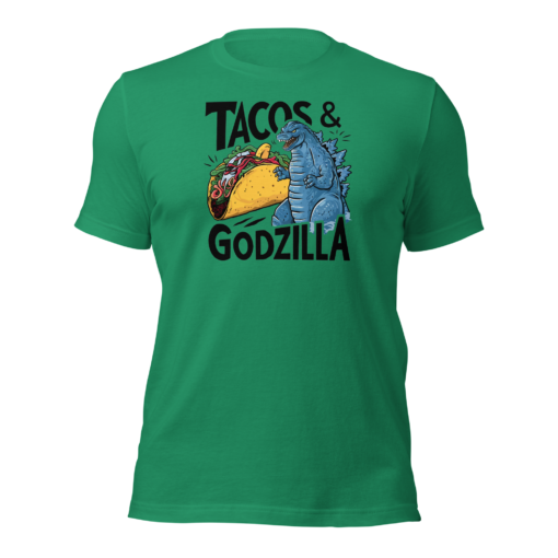 Funny Taco and Godzilla Graphic Tee - Tacos and Godzilla Shirt - Image 84