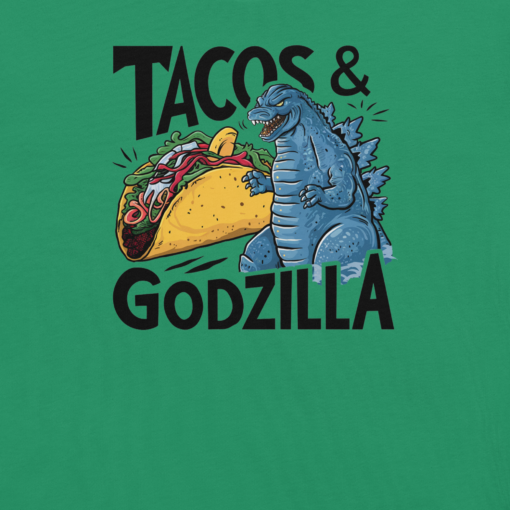 Funny Taco and Godzilla Graphic Tee - Tacos and Godzilla Shirt - Image 69