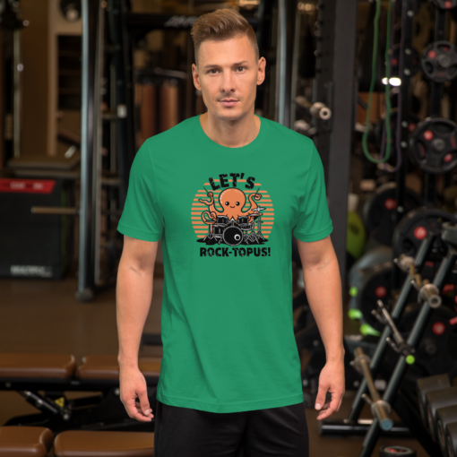 Let's Rocktopus Kawaii Octopus Drummer Graphic Tee - Musical Ocean Shirt - Image 34