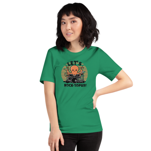 Let's Rocktopus Kawaii Octopus Drummer Graphic Tee - Musical Ocean Shirt - Image 32