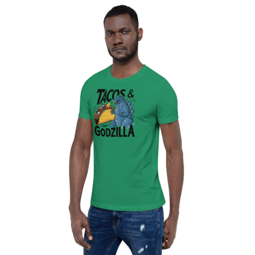Funny Taco and Godzilla Graphic Tee - Tacos and Godzilla Shirt - Image 93