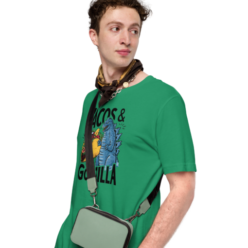 Funny Taco and Godzilla Graphic Tee - Tacos and Godzilla Shirt - Image 88