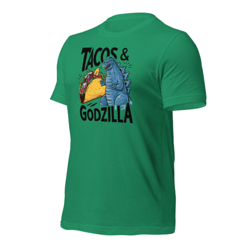 Funny Taco and Godzilla Graphic Tee - Tacos and Godzilla Shirt - Image 83