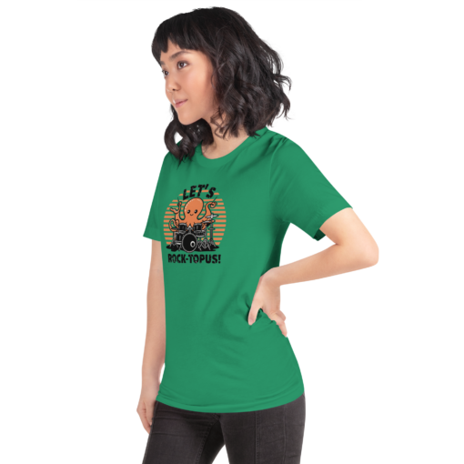 Let's Rocktopus Kawaii Octopus Drummer Graphic Tee - Musical Ocean Shirt - Image 33
