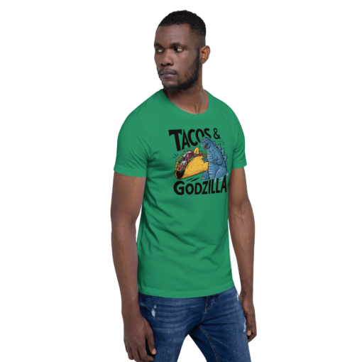 Funny Taco and Godzilla Graphic Tee - Tacos and Godzilla Shirt - Image 92