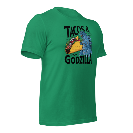 Funny Taco and Godzilla Graphic Tee - Tacos and Godzilla Shirt - Image 79