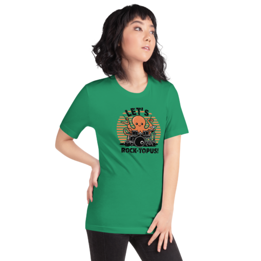 Let's Rocktopus Kawaii Octopus Drummer Graphic Tee - Musical Ocean Shirt - Image 36