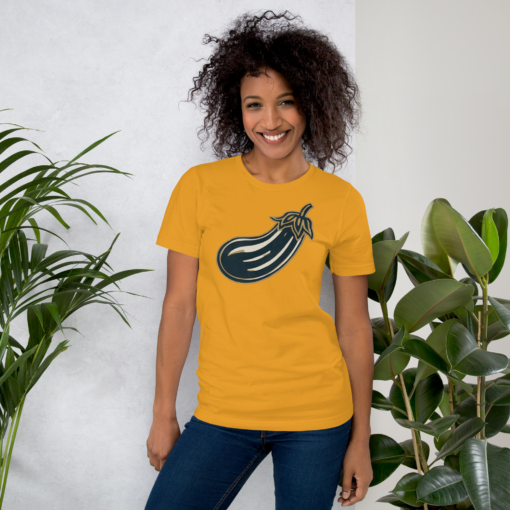 Fun Illustrated Eggplant Graphic Tee - Cute and Quirky Veggie T-Shirt - Perfect for Food Lovers - Image 5