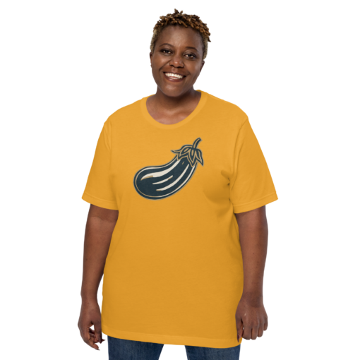 Fun Illustrated Eggplant Graphic Tee - Cute and Quirky Veggie T-Shirt - Perfect for Food Lovers - Image 6