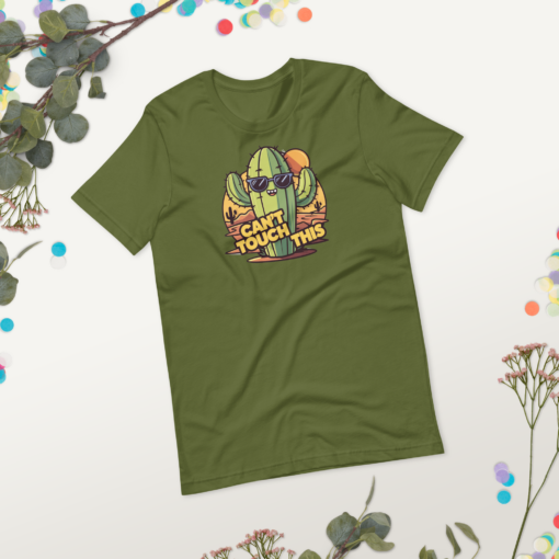 Funny Cartoon Cactus Graphic Tee - Cant Touch This Shirt - Image 77