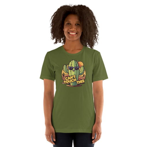 Funny Cartoon Cactus Graphic Tee - Cant Touch This Shirt - Image 83