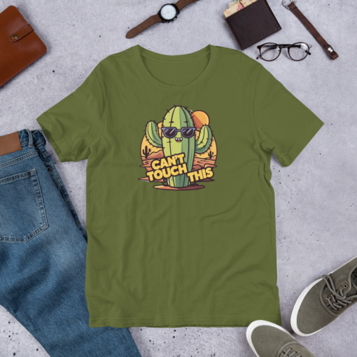 Funny Cartoon Cactus Graphic Tee - Cant Touch This Shirt - Image 82