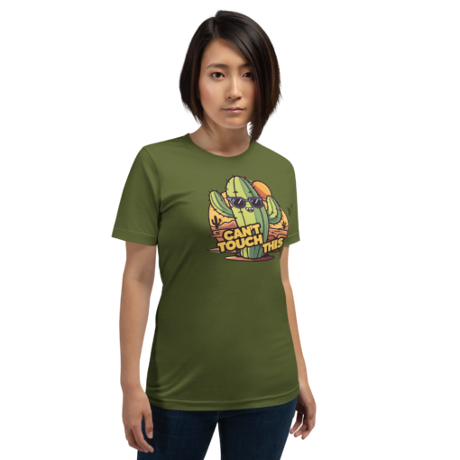 Funny Cartoon Cactus Graphic Tee - Cant Touch This Shirt - Image 81