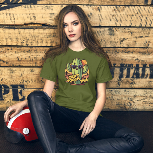 Funny Cartoon Cactus Graphic Tee - Cant Touch This Shirt - Image 66