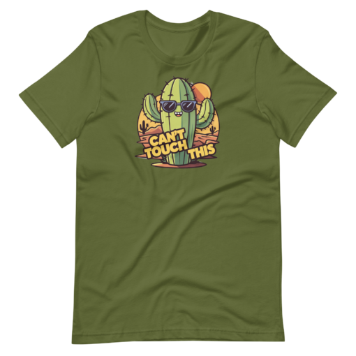 Funny Cartoon Cactus Graphic Tee - Cant Touch This Shirt - Image 78