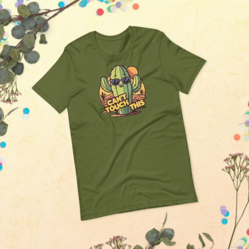 Funny Cartoon Cactus Graphic Tee - Cant Touch This Shirt - Image 72