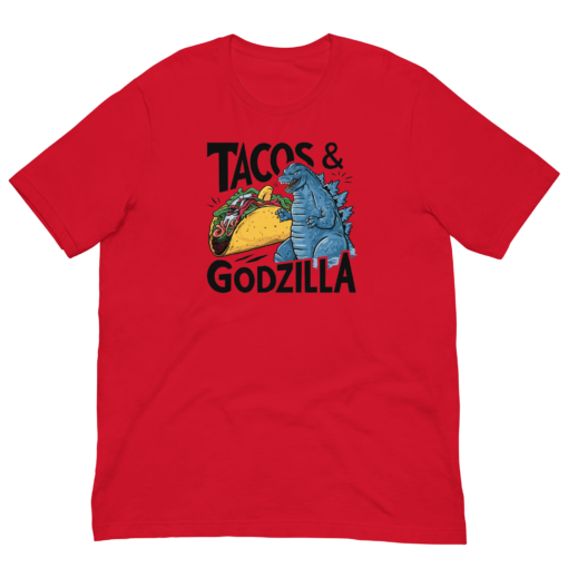 Funny Taco and Godzilla Graphic Tee - Tacos and Godzilla Shirt - Image 101