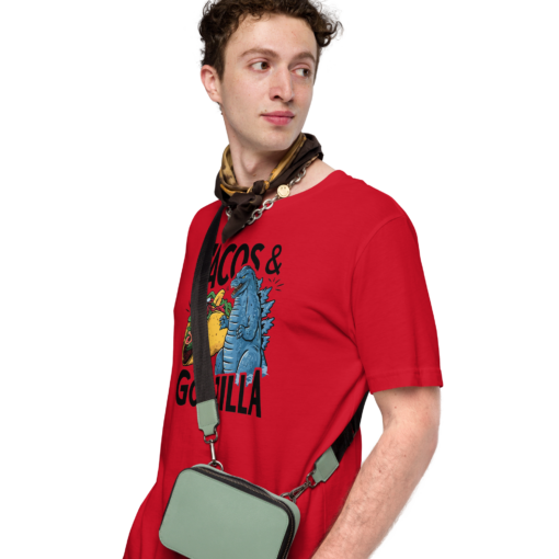 Funny Taco and Godzilla Graphic Tee - Tacos and Godzilla Shirt - Image 103