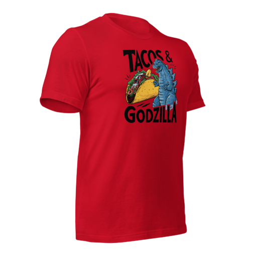 Funny Taco and Godzilla Graphic Tee - Tacos and Godzilla Shirt - Image 98