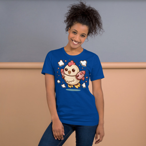 Adorable Kawaii Rocket Chicken T-Shirt - Cute and Quirky Space Chicken Tee - Fun Graphic Tee for All Ages - Image 3