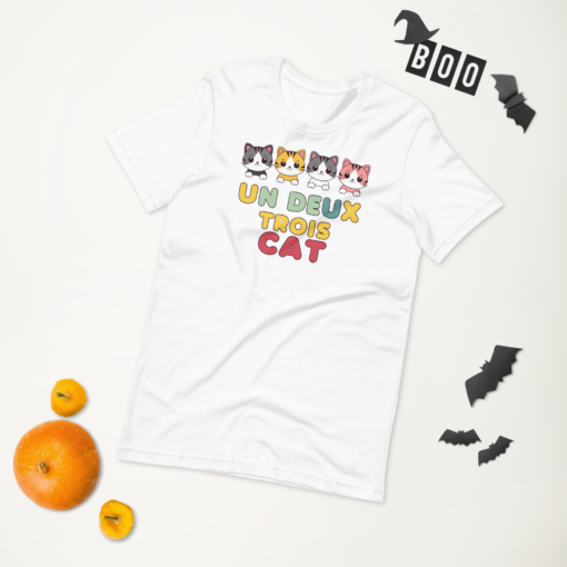 Adorable Kawaii Cats Graphic Tee - "Un Deux Trois Cat" Cute French Cat T-Shirt - Fun Cat Lover's Shirt - Image 6